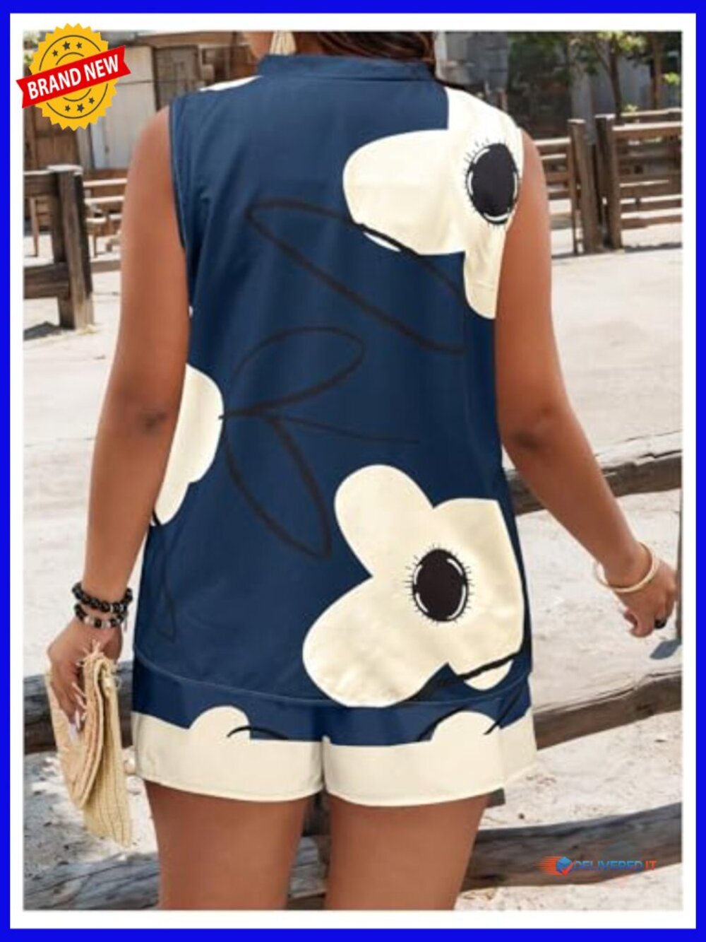 Plus Size 2 Piece Floral Tank Top and Shorts Set - Picture 2 of 3